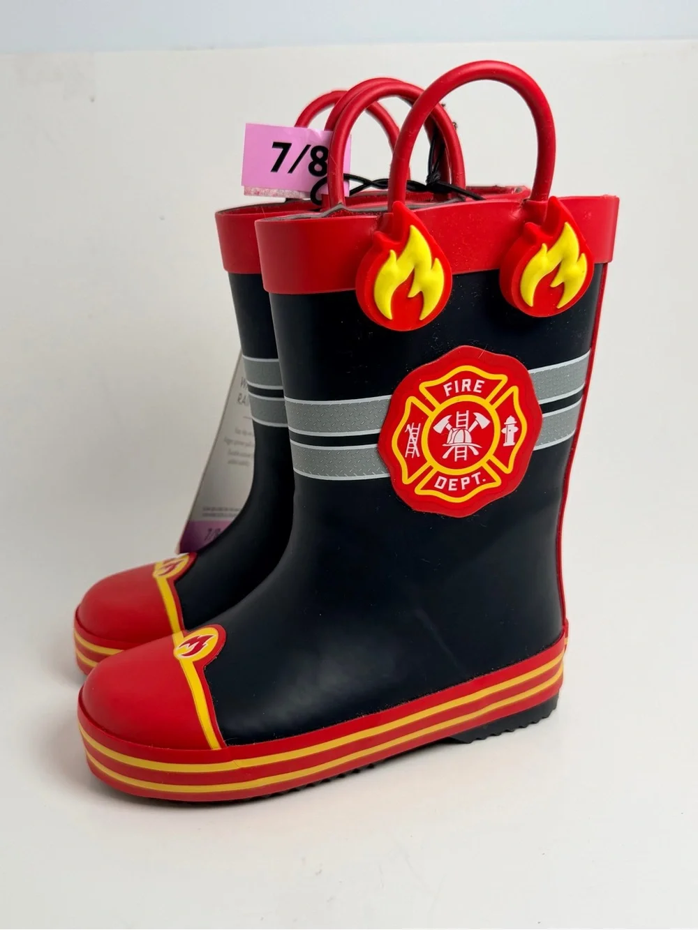 Firefighter-Themed Kids Rain & Snow Boots - Red and Black
